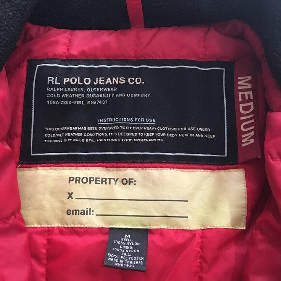 RL Polo Jeans Co Womens Medium Black Windbreaker Puffer Jacket Quilted Line - Picture 2 of 8